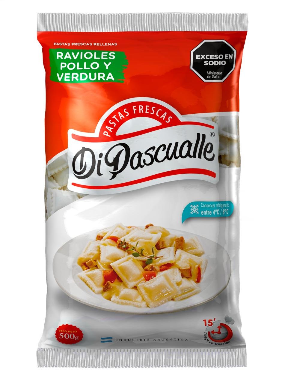 RAVIOLES Pollo y Verdura x 500 Gr. DIPASCUALLE